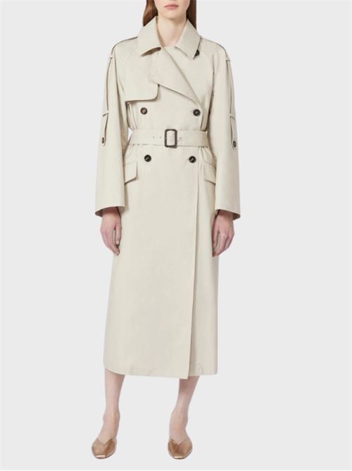 Long double-breasted trench coat in water-repellent twill with logo belt MAX MARA THE CUBE | 2619021054600002
